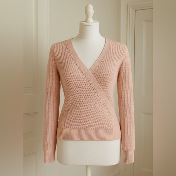 Abercrombie & Fitch Women’s L Pink Wrap Sweater Knit Long Sleeve Cotton Blend 20 - Picture 4 of 5